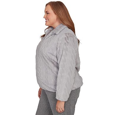 Plus Size Alfred Dunner Sculpted Faux Fur Zip Up Jacket