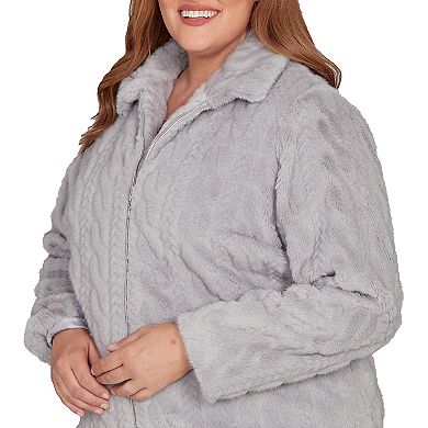 Plus Size Alfred Dunner Sculpted Faux Fur Zip Up Jacket