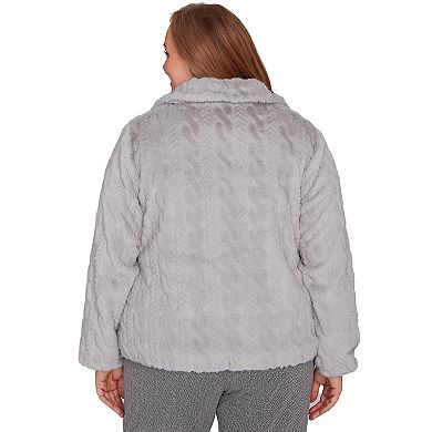 Plus Size Alfred Dunner Sculpted Faux Fur Zip Up Jacket