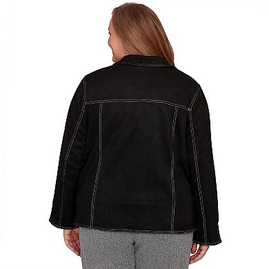 Plus Size Alfred Dunner Print Lining Faux Suede Jacket
