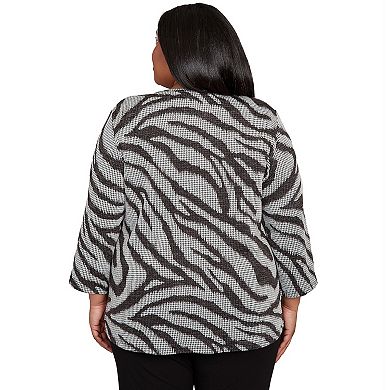 Plus Size Alfred Dunner Animal Houndstooth Top with Necklace
