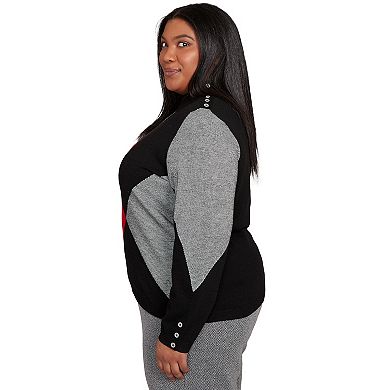 Plus Size Alfred Dunner Exploded Argyle Mock Neck Sweater