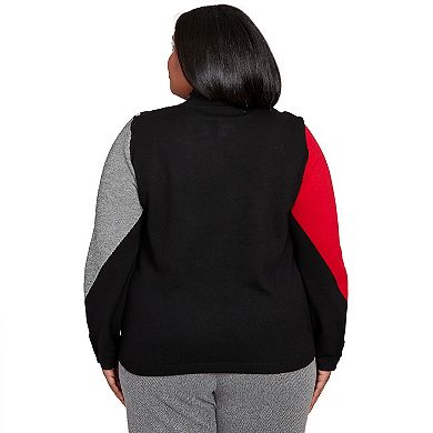 Plus Size Alfred Dunner Exploded Argyle Mock Neck Sweater
