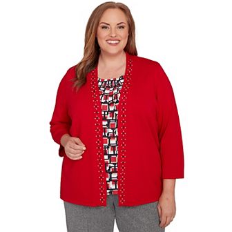 Plus Size Alfred Dunner Geometric Inner Two-in-One Sweater