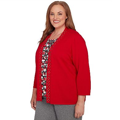 Plus Size Alfred Dunner Geometric Inner Two-in-One Sweater