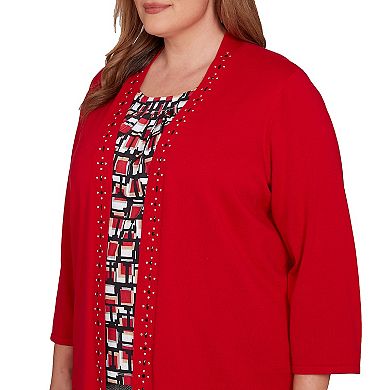 Plus Size Alfred Dunner Geometric Inner Two-in-One Sweater