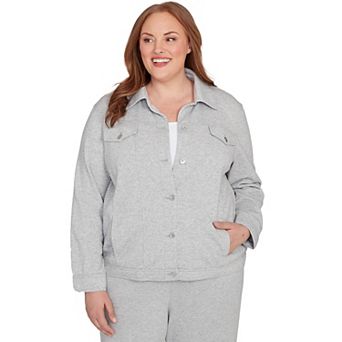 Plus Size Alfred Dunner Shimmer Collared Button Jacket
