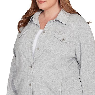 Plus Size Alfred Dunner Shimmer Collared Button Jacket