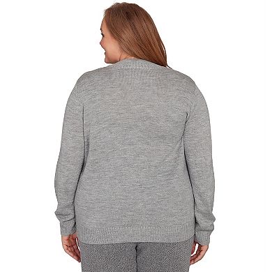 Plus Size Alfred Dunner Floral Soutache Embroidered Sweater