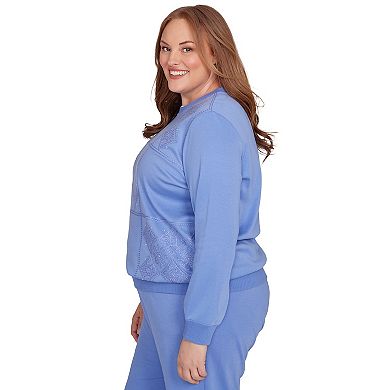 Plus Size Alfred Dunner Embroidered Patchwork Long Sleeve Top