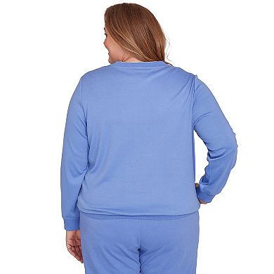 Plus Size Alfred Dunner Embroidered Patchwork Long Sleeve Top