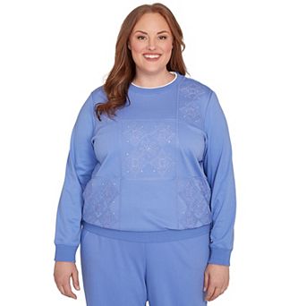 Plus Size Alfred Dunner Embroidered Patchwork Long Sleeve Top
