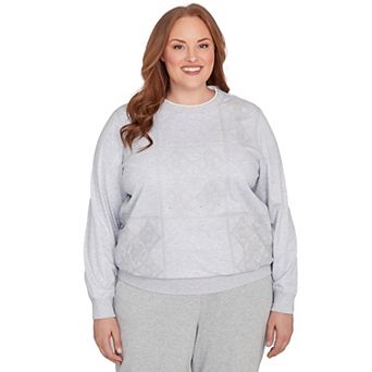 Plus Size Alfred Dunner Embroidered Patchwork Long Sleeve Top