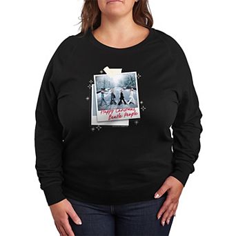 Plus Size The Beatles Happy Christmas French Terry Long Sleeve Graphic Tee