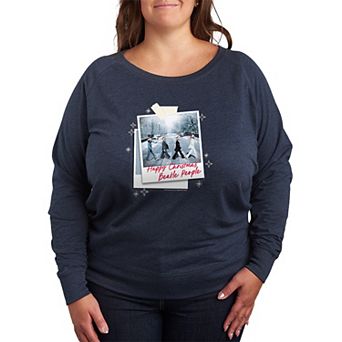 Plus Size The Beatles Happy Christmas French Terry Long Sleeve Graphic Tee