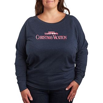 Plus Size National Lampoon's Christmas Vacation Logo French Terry Long Sleeve Graphic Tee