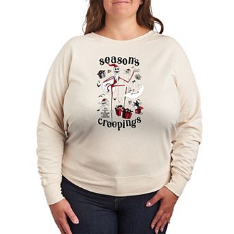Plus Size Disney's The Nightmare Before Christmas Season's Creepings French Terry Long Sleeve Graphic Tee