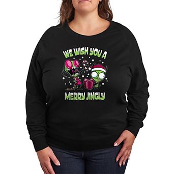 Plus Size Invader Zim We Wish You A Merry Jingly French Terry Long Sleeve Graphic Tee