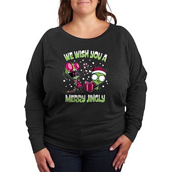 Plus Size Invader Zim We Wish You A Merry Jingly French Terry Long Sleeve Graphic Tee