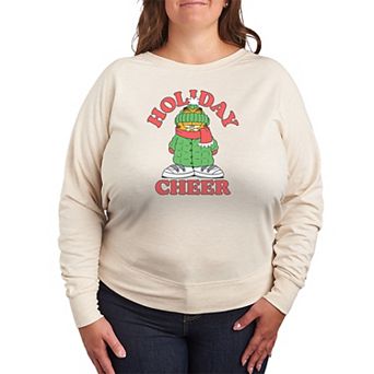Plus Size Garfield Holiday Cheer French Terry Long Sleeve Graphic Tee