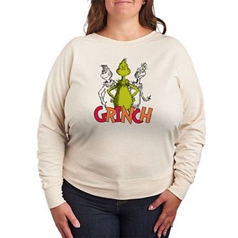 Plus Size Dr. Seuss The Grinch French Terry Long Sleeve Graphic Tee