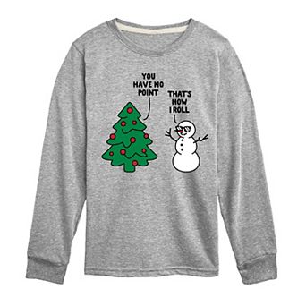 Boys 8-20 Boy's Tree Snowman Pun Long Sleeve Graphic Tee