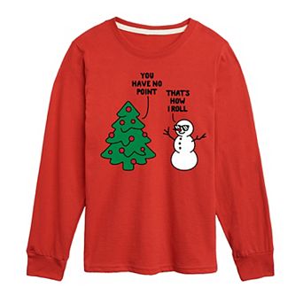 Boys 8-20 Boy's Tree Snowman Pun Long Sleeve Graphic Tee