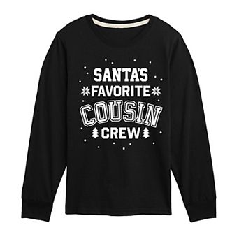 Boys 8-20 Boy's Santa's Favorite Cousin Long Sleeve Graphic Tee