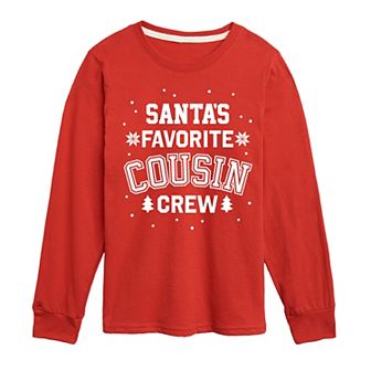 Boys 8-20 Boy's Santa's Favorite Cousin Long Sleeve Graphic Tee