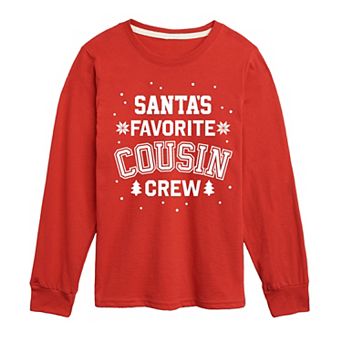 Boys 8-20 Boy's Santa's Favorite Cousin Long Sleeve Graphic Tee