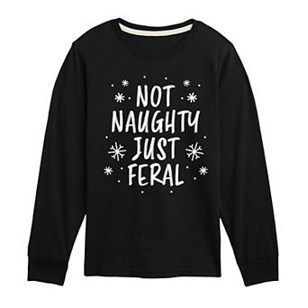 Boys 8-20 Boy's Not Naughty Just Feral Long Sleeve Graphic Tee