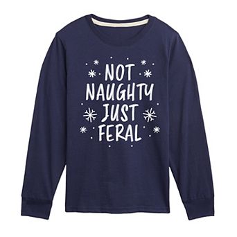 Boys 8-20 Boy's Not Naughty Just Feral Long Sleeve Graphic Tee