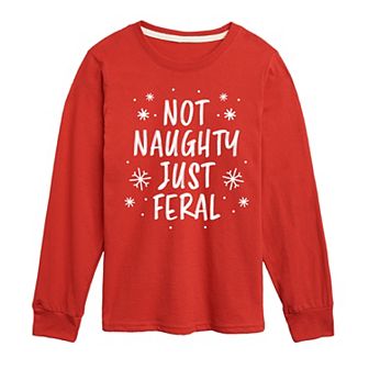 Boys 8-20 Boy's Not Naughty Just Feral Long Sleeve Graphic Tee