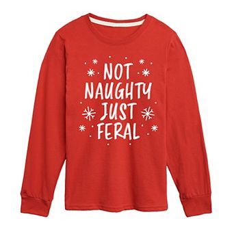 Boys 8-20 Boy's Not Naughty Just Feral Long Sleeve Graphic Tee