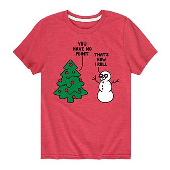 Boys 8-20 Boy's Tree Snowman Pun Graphic Tee
