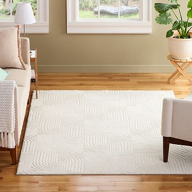 Town & Country Stone Geo Curve Machine Washable Rug with Non-Slip Backing