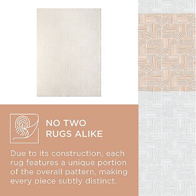 Town & Country Stone Geo Curve Machine Washable Rug with Non-Slip Backing