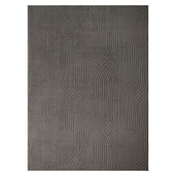 Town & Country Stone Geo Curve Machine Washable Rug with Non-Slip Backing