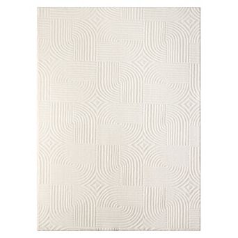 Town & Country Stone Geo Curve Machine Washable Rug with Non-Slip Backing