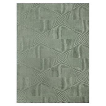 Town & Country Stone Geo Curve Machine Washable Rug with Non-Slip Backing