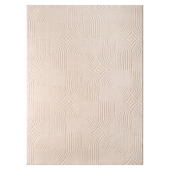 Town & Country Stone Geo Curve Machine Washable Rug with Non-Slip Backing