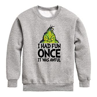 Boys 8-20 Dr. Seuss The Grinch I Had Fun Once Crew Fleece Sweatshirt