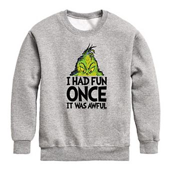 Boys 8-20 Dr. Seuss The Grinch I Had Fun Once Crew Fleece Sweatshirt
