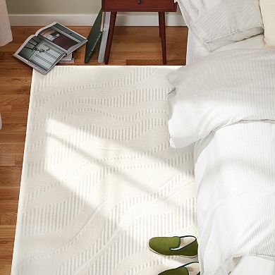 Town & Country Lane Painterly Wave Machine Washable Rug with Non-Slip Backing