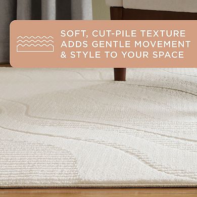 Town & Country Lane Painterly Wave Machine Washable Rug with Non-Slip Backing