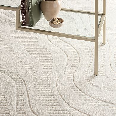 Town & Country Lane Painterly Wave Machine Washable Rug with Non-Slip Backing