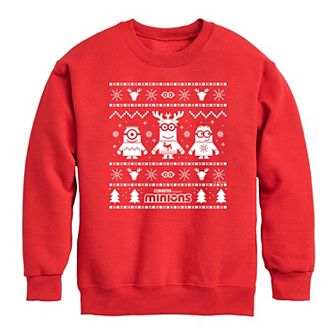 Boys 8-20 Minions Ugly Sweater Crew Fleece Sweatshirt