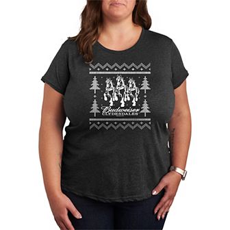 Plus Size Budweiser Clydesdales Ugly Sweater Short Sleeve Graphic Tee