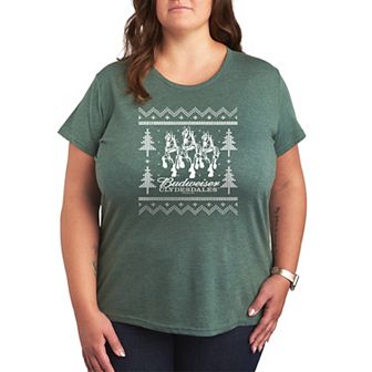 Plus Size Budweiser Clydesdales Ugly Sweater Short Sleeve Graphic Tee