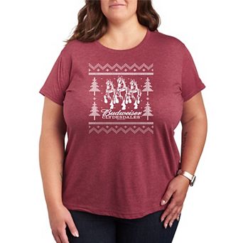 Plus Size Budweiser Clydesdales Ugly Sweater Short Sleeve Graphic Tee